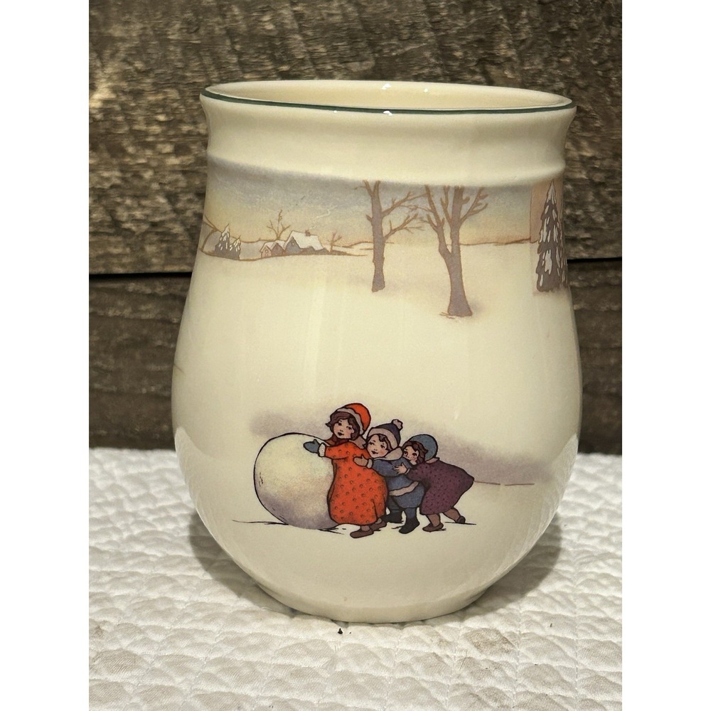 Hallmark Christmas Santa Jar No Lid Empty Candle Jar W/ Santa's Sleigh Scene 5"
